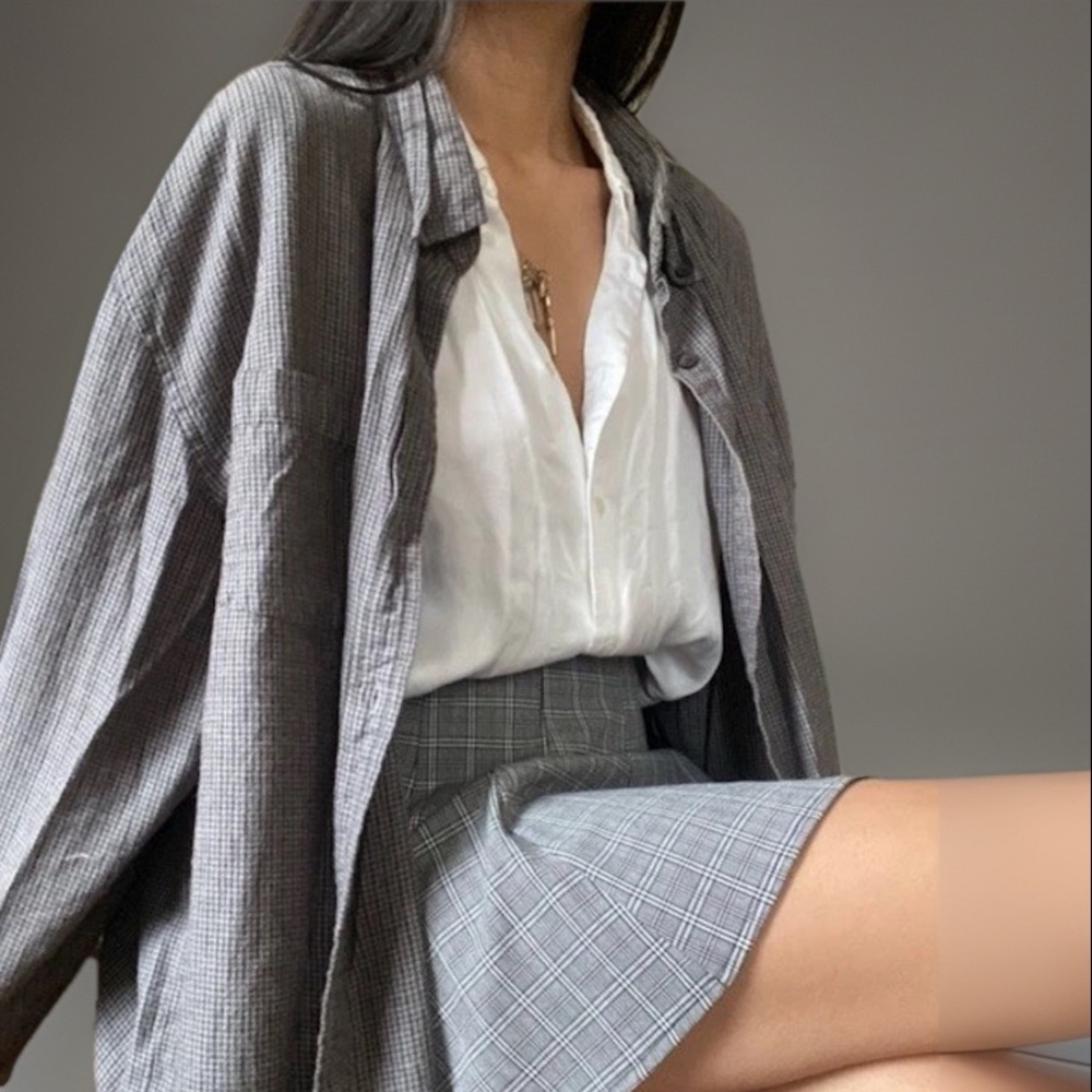Vintage St. John's Bay Oversized Classic Fit Gray Plaid Button Up Shirt Size XXL